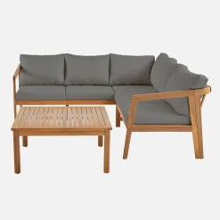Conjunto de jardim em ângulo de acácia, 5 lugares