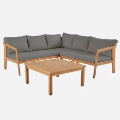 Conjunto de jardim em ângulo de acácia, 5 lugares