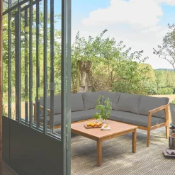 Conjunto de jardim em ângulo de acácia, 5 lugares