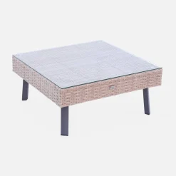 Conjunto de jardim em resina com sófá, poltrona e mesa de centro , 5 lugares