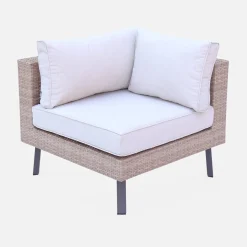 Conjunto de jardim em resina com sófá, poltrona e mesa de centro , 5 lugares