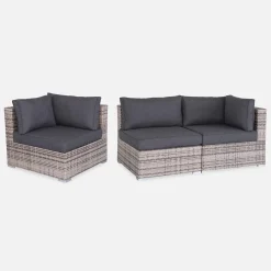 Conjunto de jardim em resina entrançada, 8 a 10 lugares