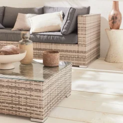 Conjunto de jardim em resina entrançada, 8 a 10 lugares