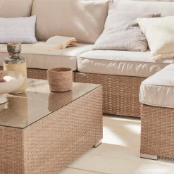 Conjunto de jardim em resina entrançada, 8 a 10 lugares