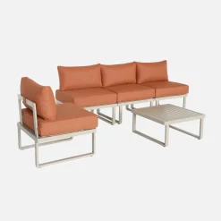 Conjunto de jardim modular em alumínio, 4 lugares