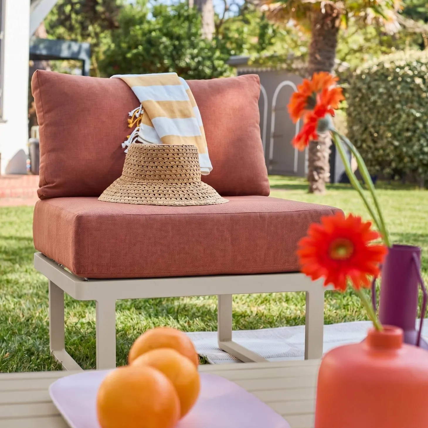 Conjunto de jardim modular em alumínio, 4 lugares