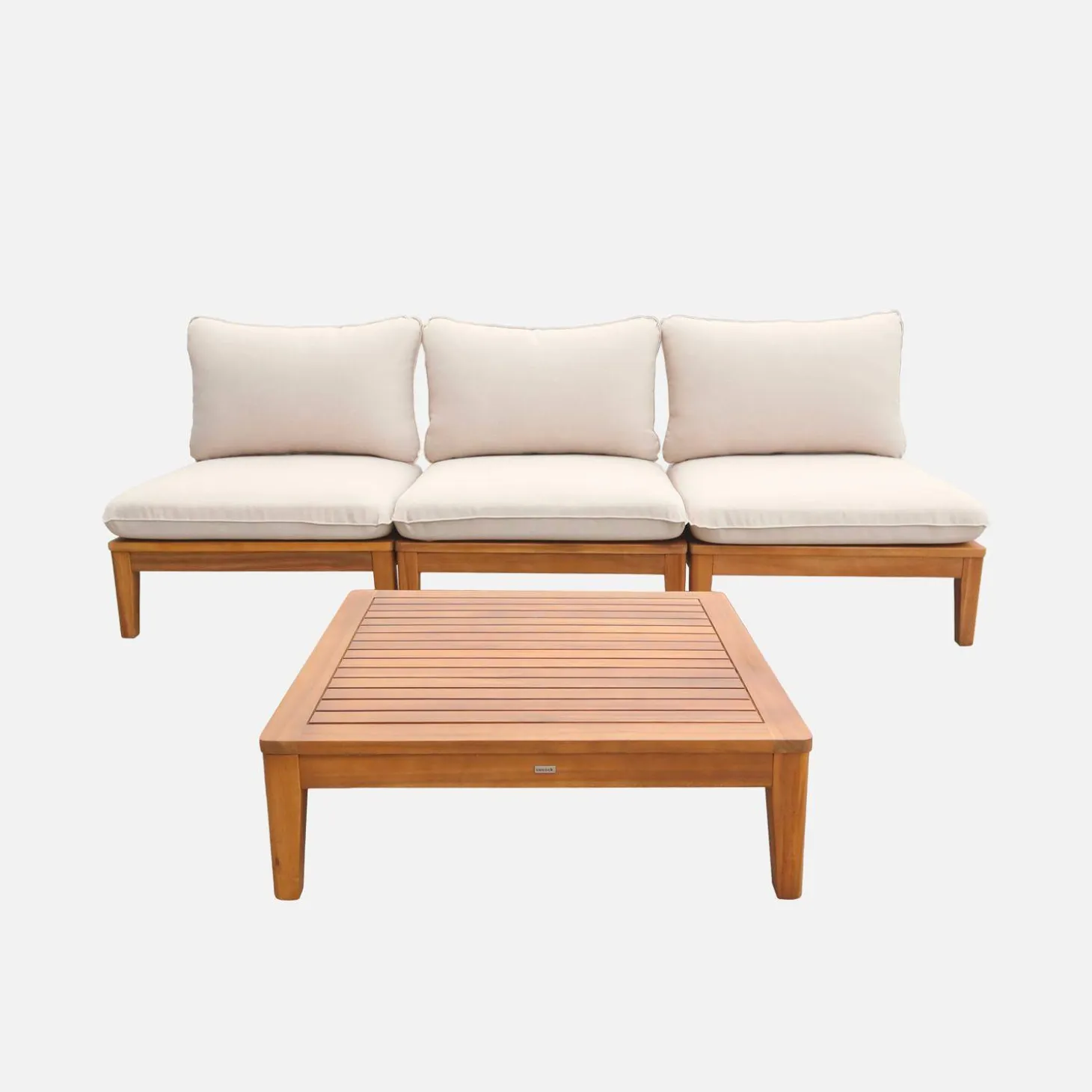 Conjunto de jardim modular em madeira de acácia, 3 lugares