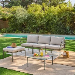 Conjunto de jardim modular em alumínio, 4 lugares
