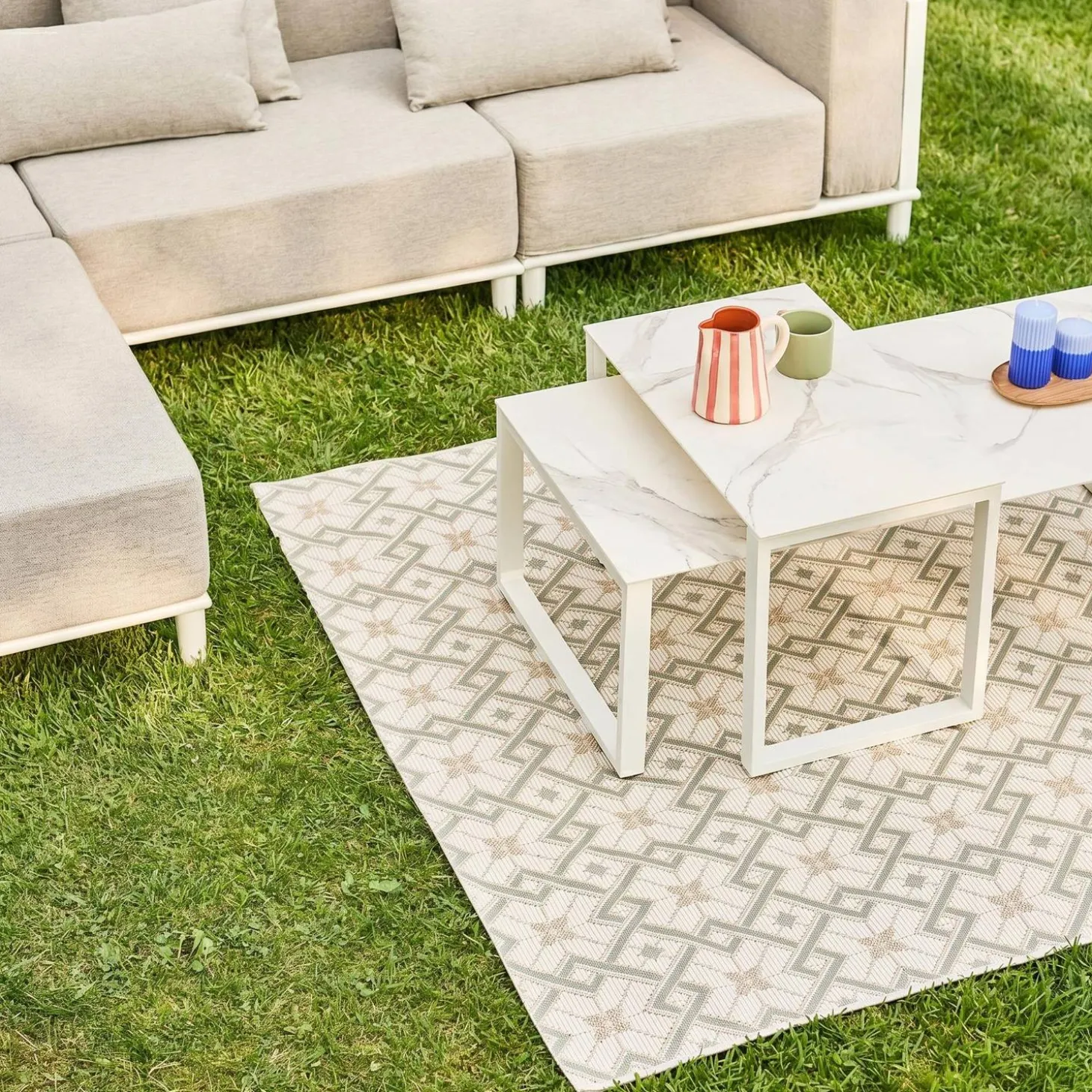 Conjunto de jardim modular em alumínio, 4 lugares