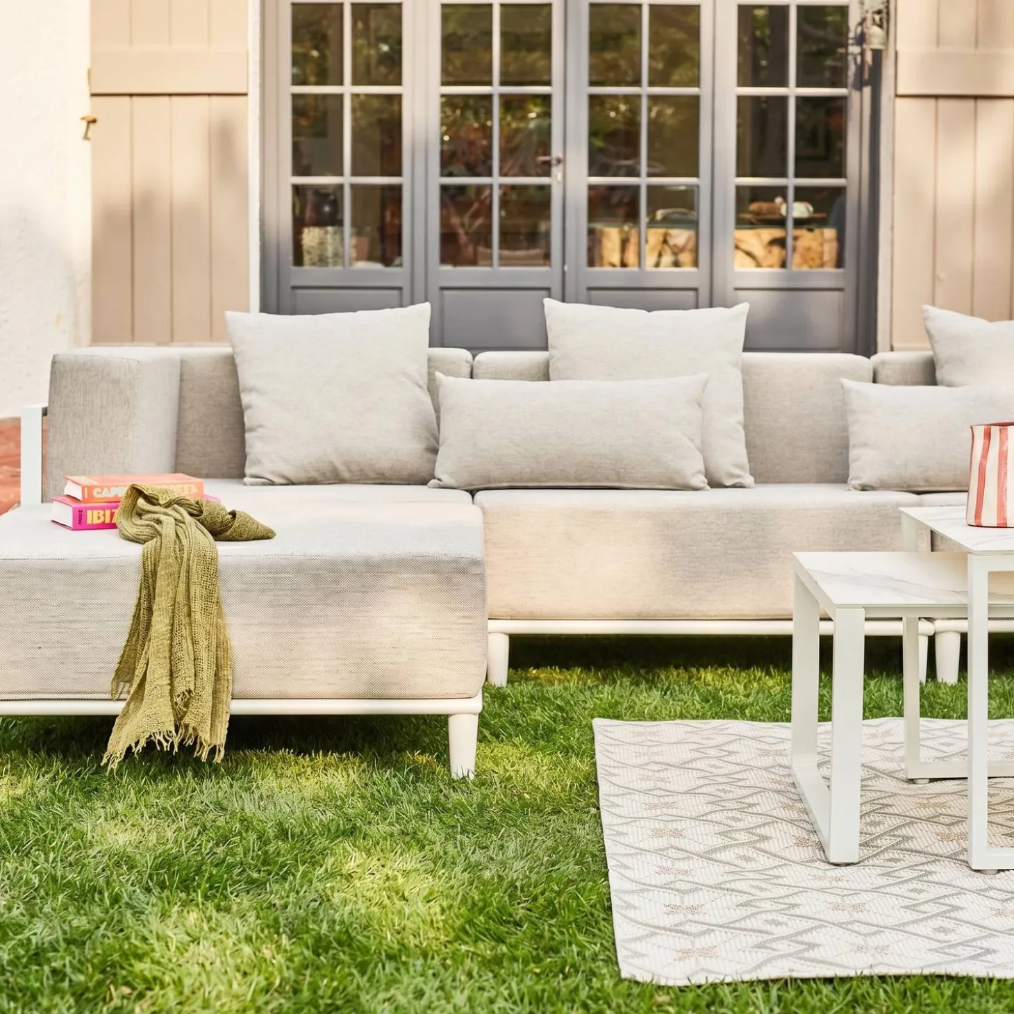 Conjunto de jardim modular em alumínio, 4 lugares