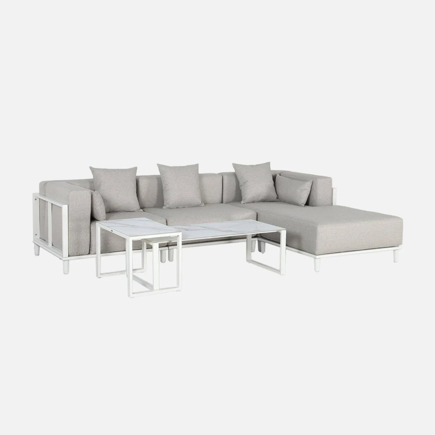 Conjunto de jardim modular em alumínio, 4 lugares