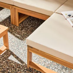 Conjunto de jardim modular em madeira de acácia, 4 lugares