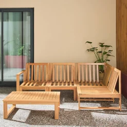 Conjunto de jardim modular em madeira de acácia, 4 lugares