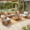 Conjunto de jardim modular em madeira de acácia e bouclé, 5 lugares