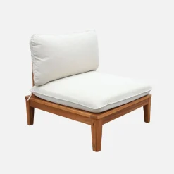 Conjunto de jardim modular em madeira de acácia e bouclé com apoio de braços, 3 lugares