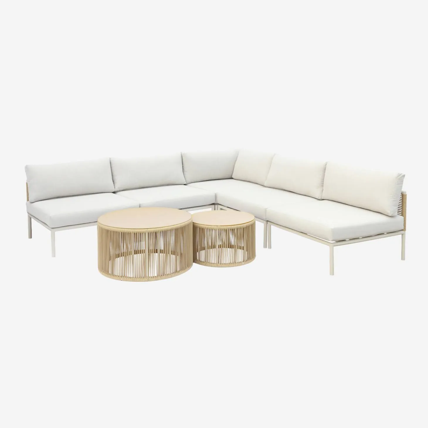 Conjunto de jardim modular em alumínio e cordas, 5 lugares