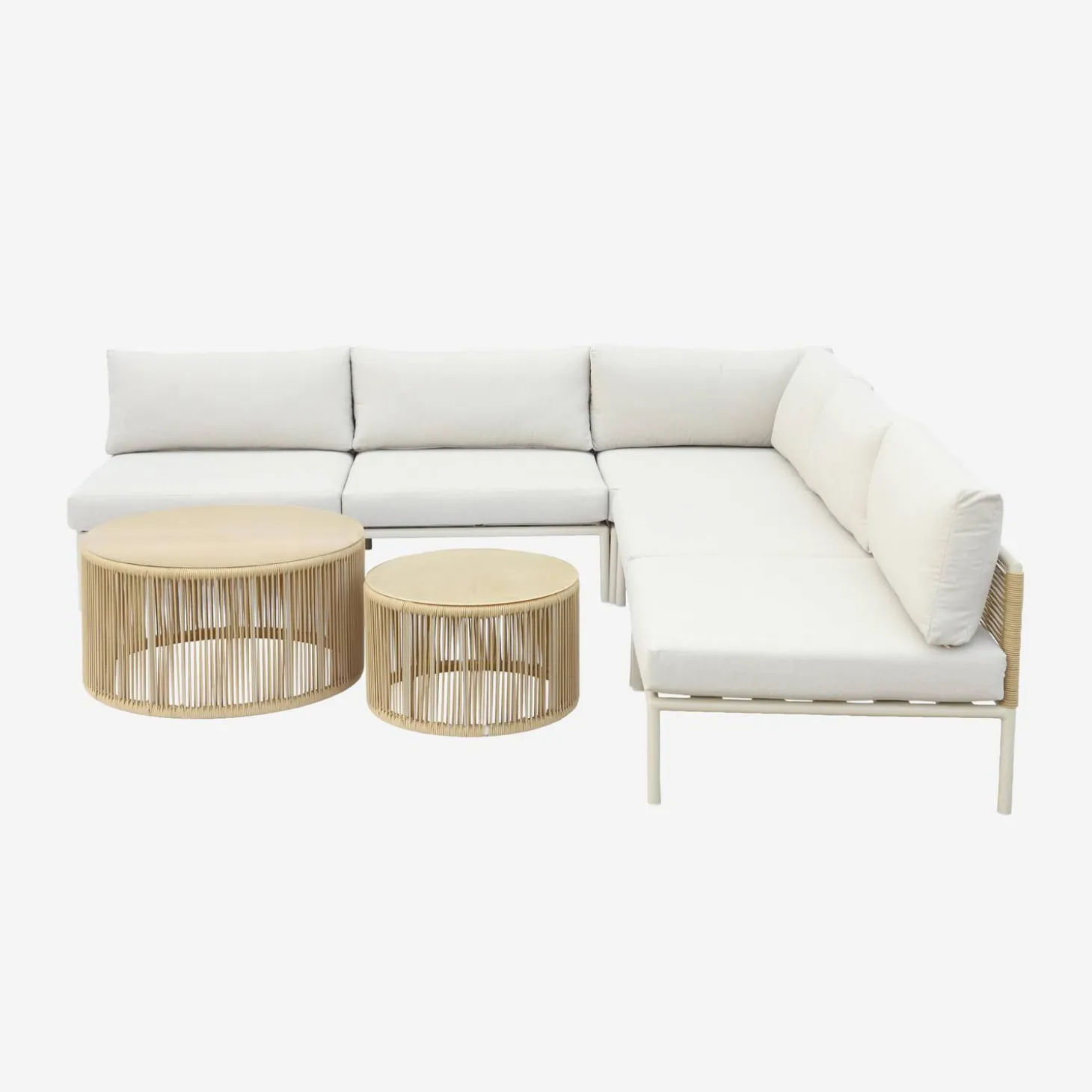 Conjunto de jardim modular em alumínio e cordas, 5 lugares
