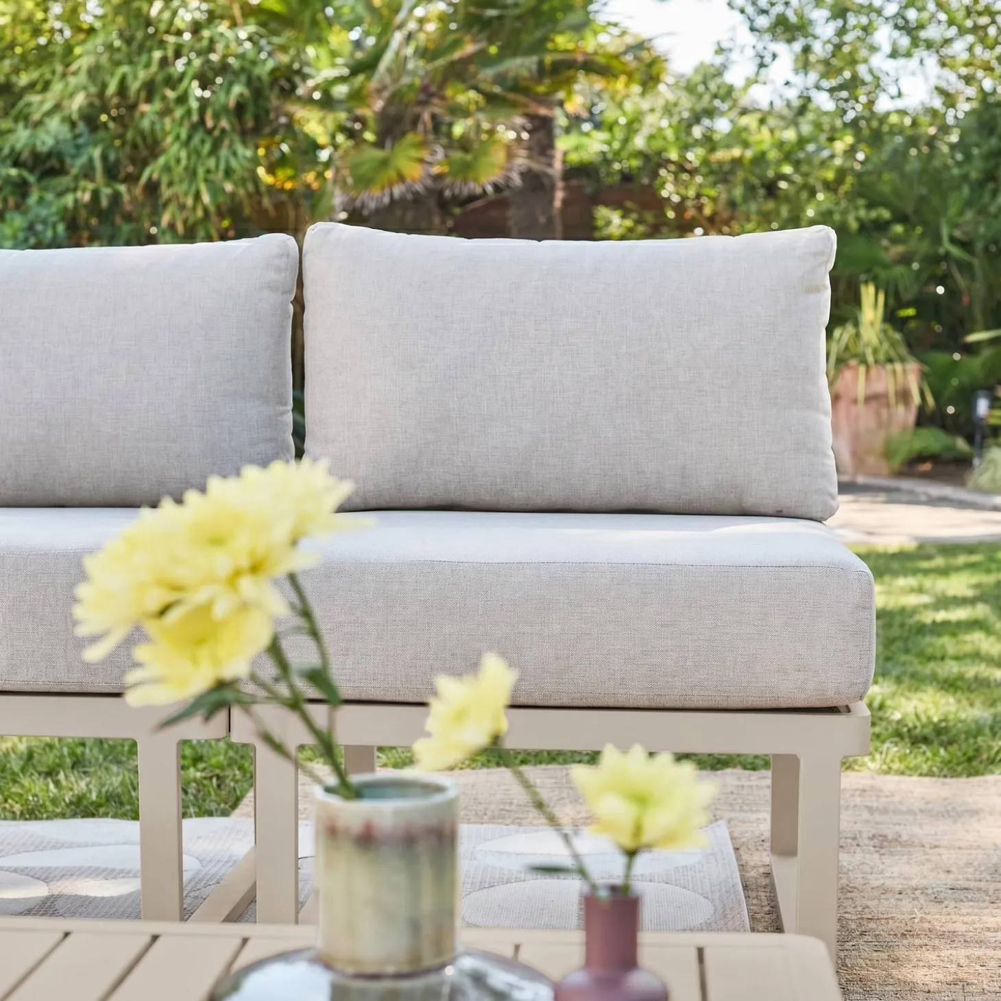 Conjunto de jardim modular em alumínio, 4 lugares