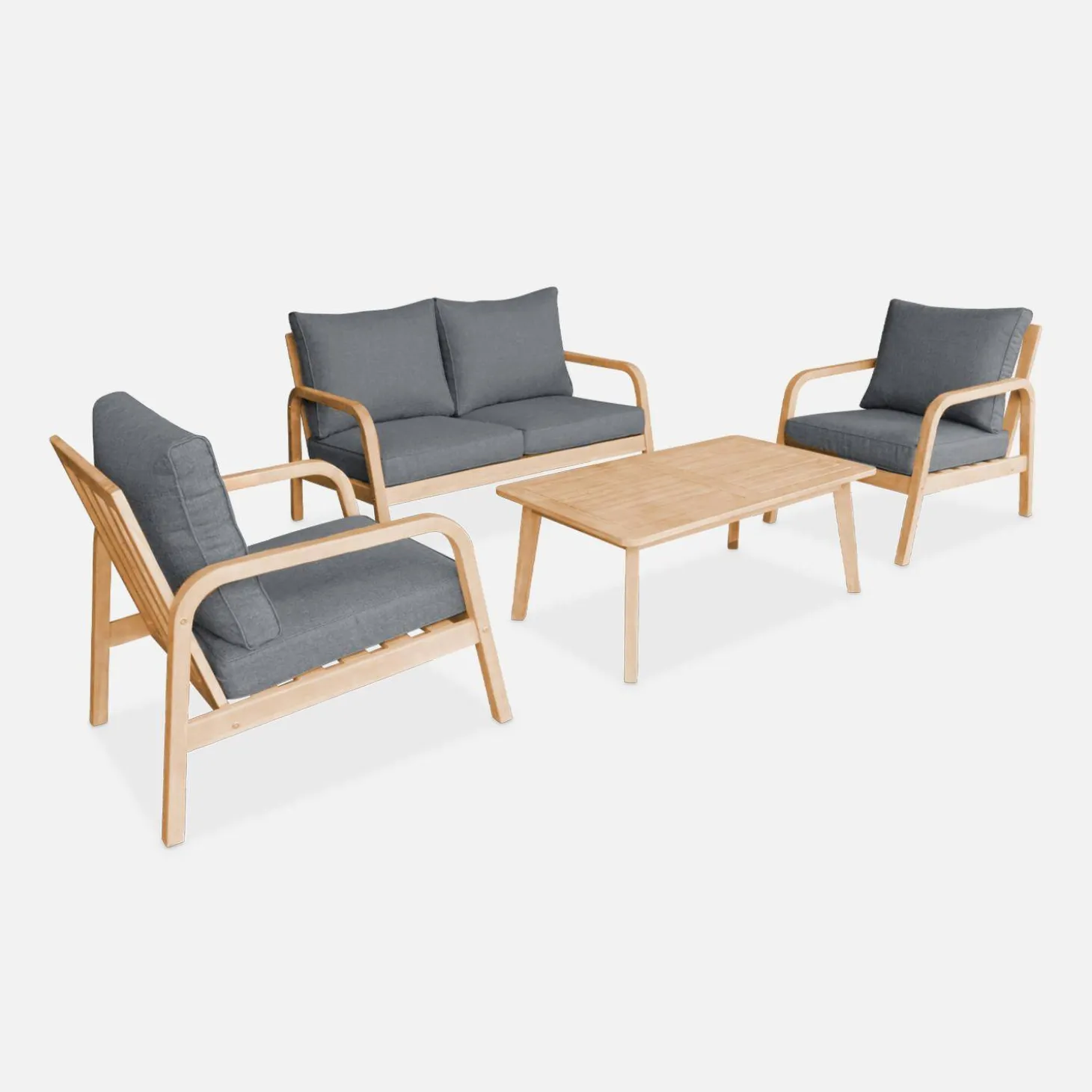 Conjunto de jardim relax com sofá em madeira de acácia