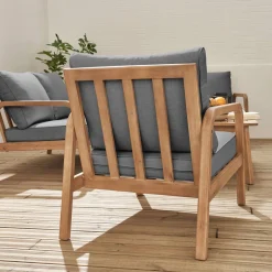 Conjunto de jardim relax com sofá em madeira de acácia
