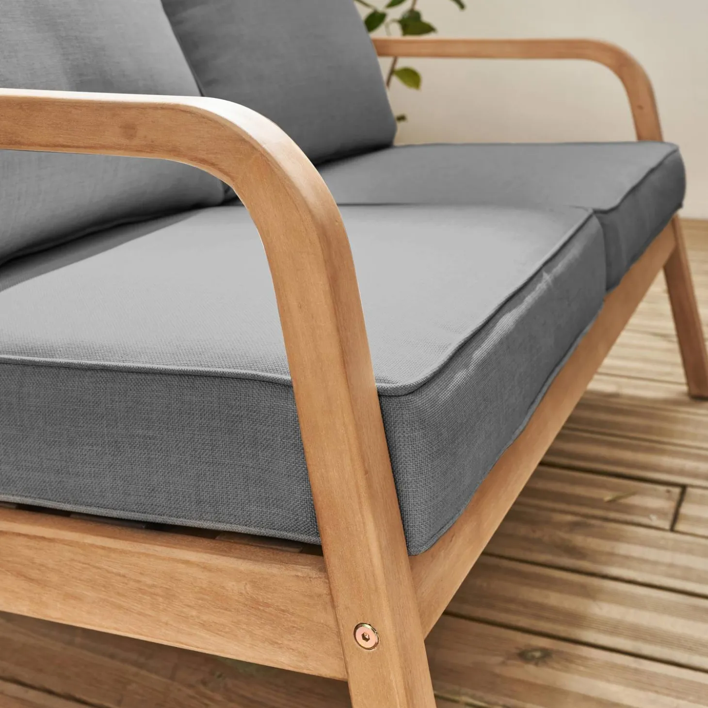 Conjunto de jardim relax com sofá em madeira de acácia