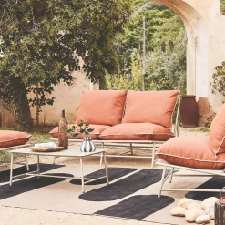 Conjunto de jardim relax em aço e textileno, 4 lugares