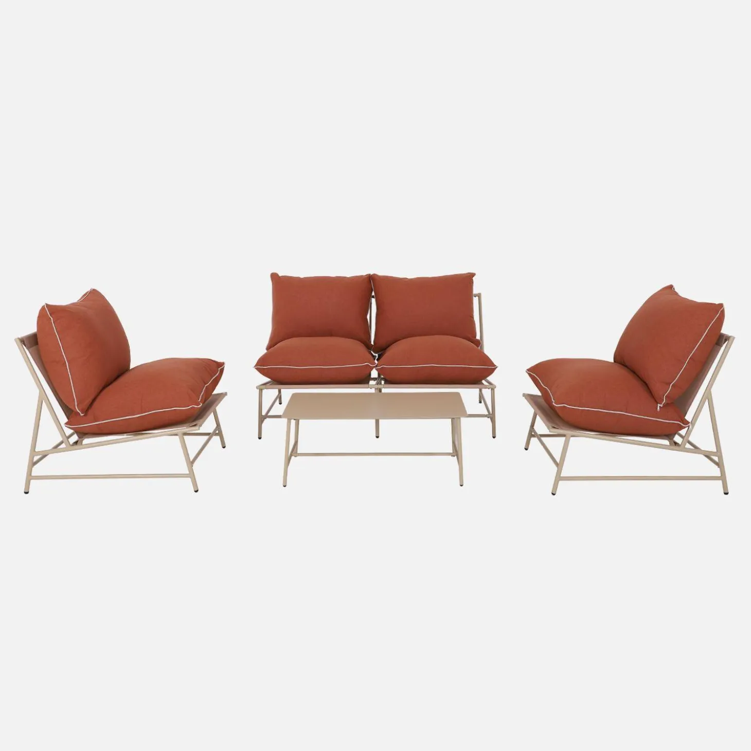 Conjunto de jardim relax em aço e textileno, 4 lugares
