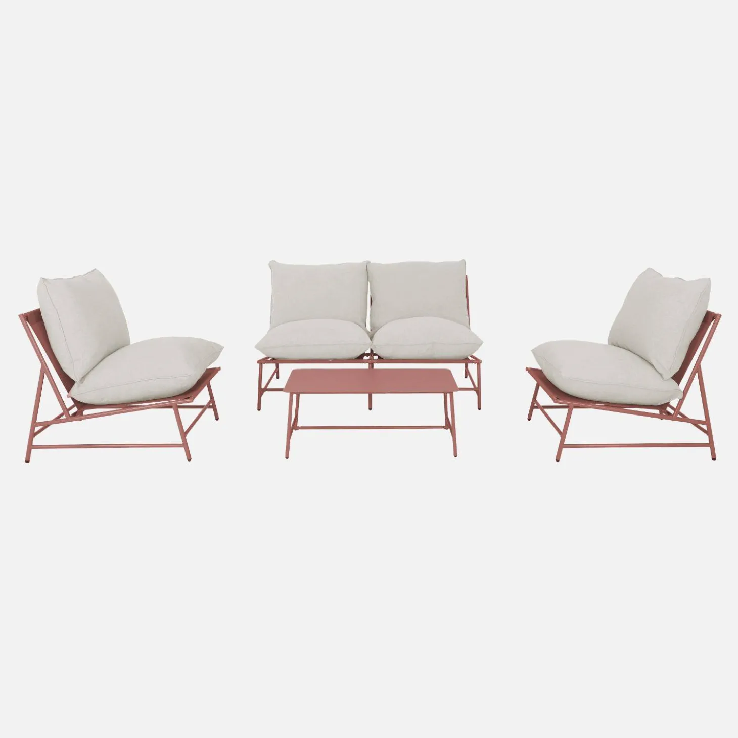 Conjunto de jardim relax em aço e textileno, 4 lugares