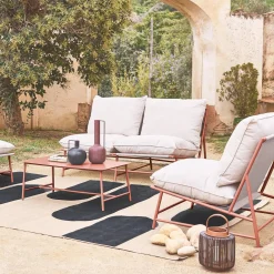 Conjunto de jardim relax em aço e textileno, 4 lugares