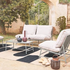 Conjunto de jardim relax em aço e textileno, 4 lugares