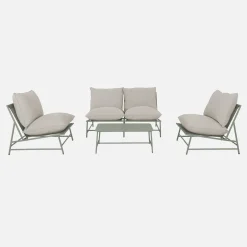 Conjunto de jardim relax em aço e textileno, 4 lugares