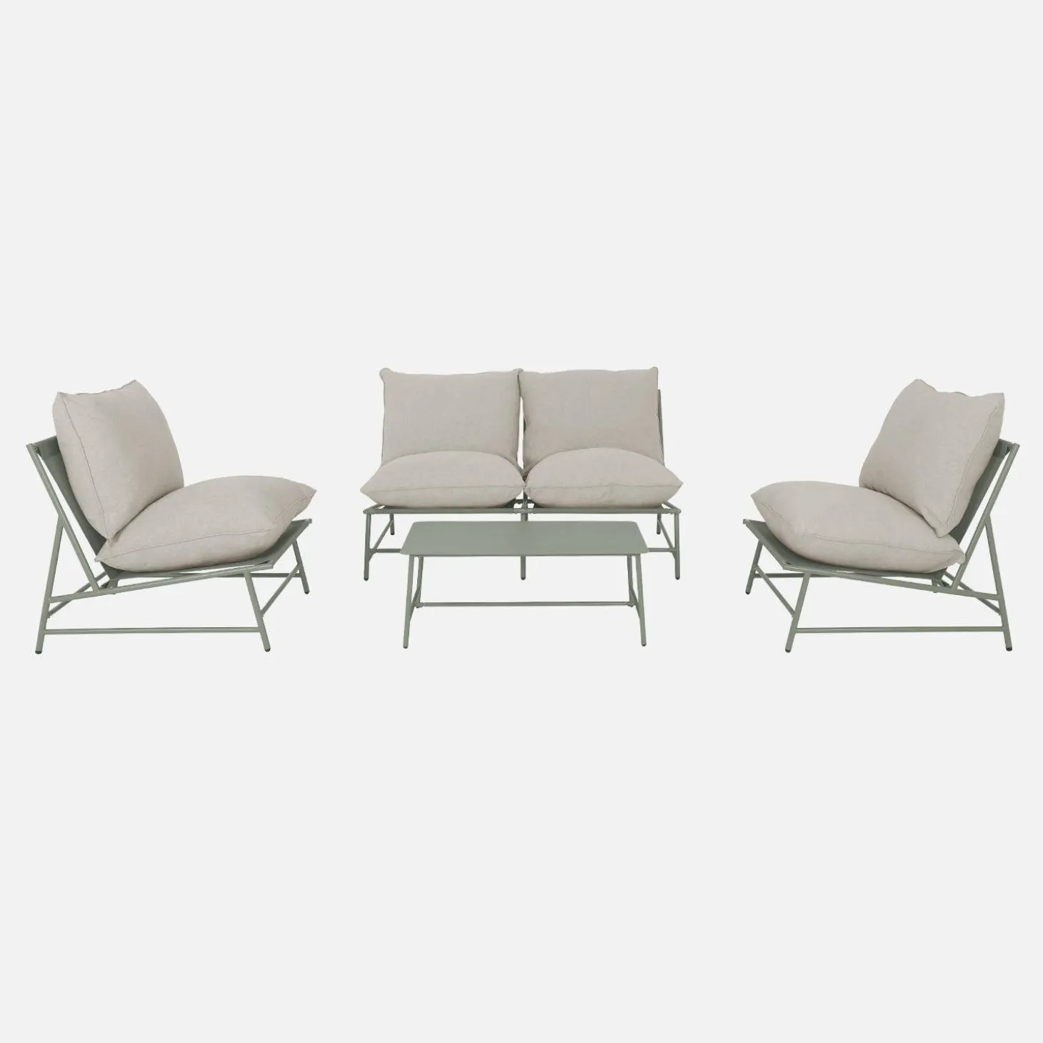Conjunto de jardim relax em aço e textileno, 4 lugares