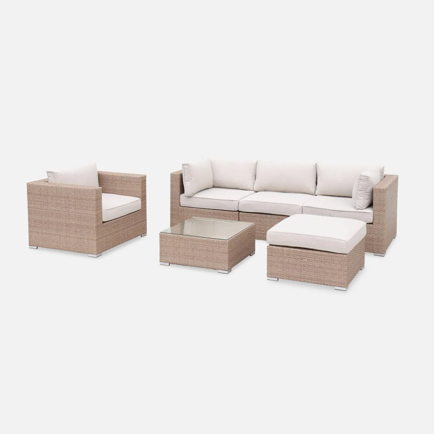 Conjunto de mobiliário de jardim com sofá em resina tecida de 5 lugares