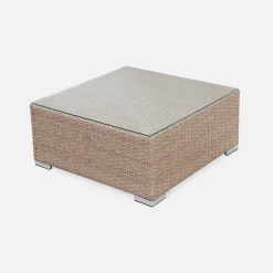 Conjunto de mobiliário de jardim com sofá em resina tecida de 5 lugares