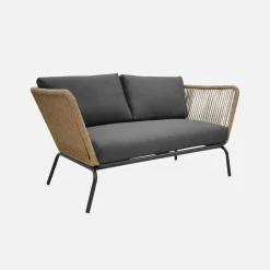 Conjunto de mobiliário de jardim baixo, 4 lugares