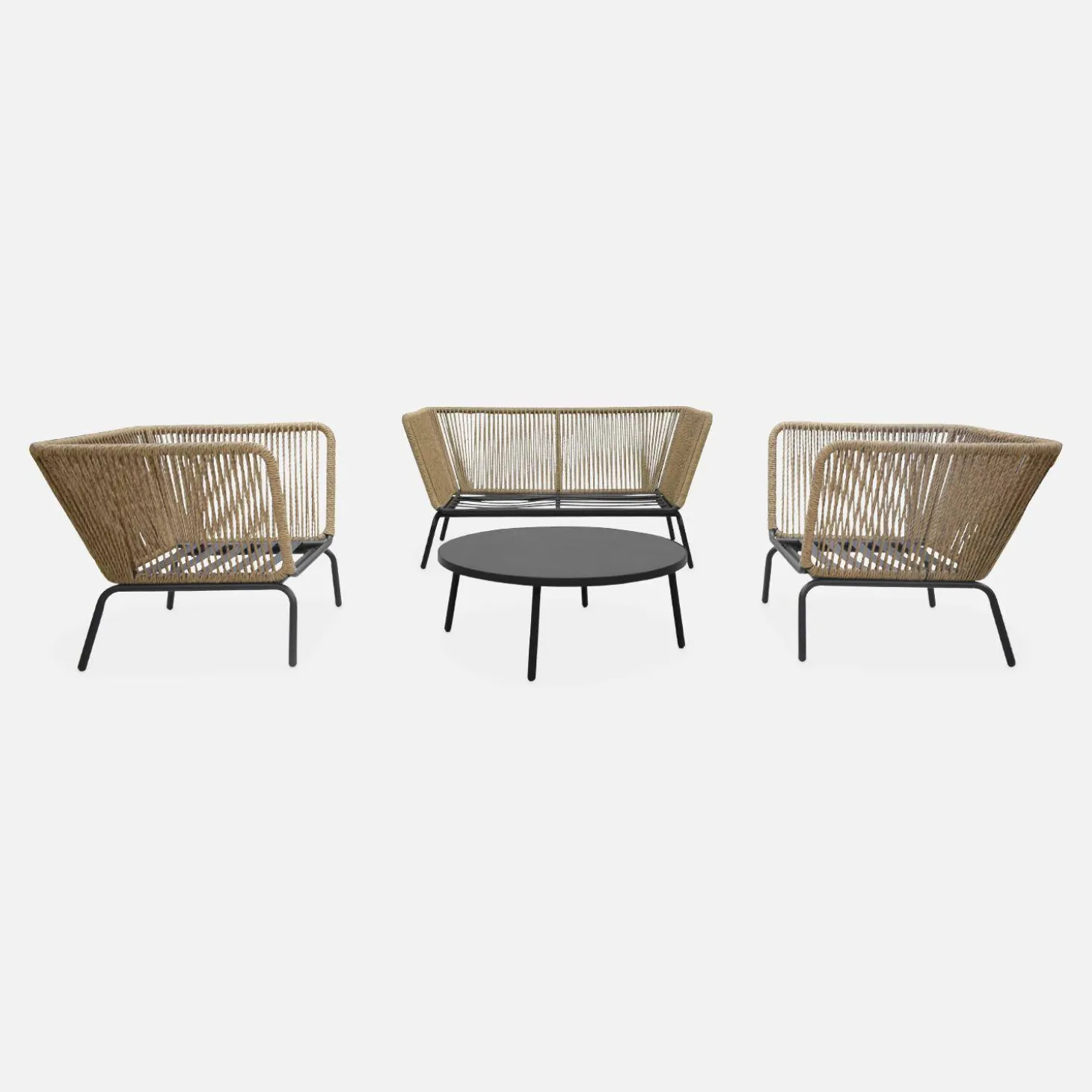 Conjunto de mobiliário de jardim baixo, 4 lugares