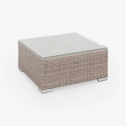 Conjunto de mobiliário de jardim com sofá em resina tecida, 5 lugares