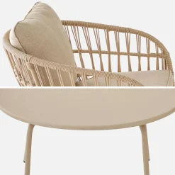 Conjunto de mobiliário de jardim de corda, 4 lugares