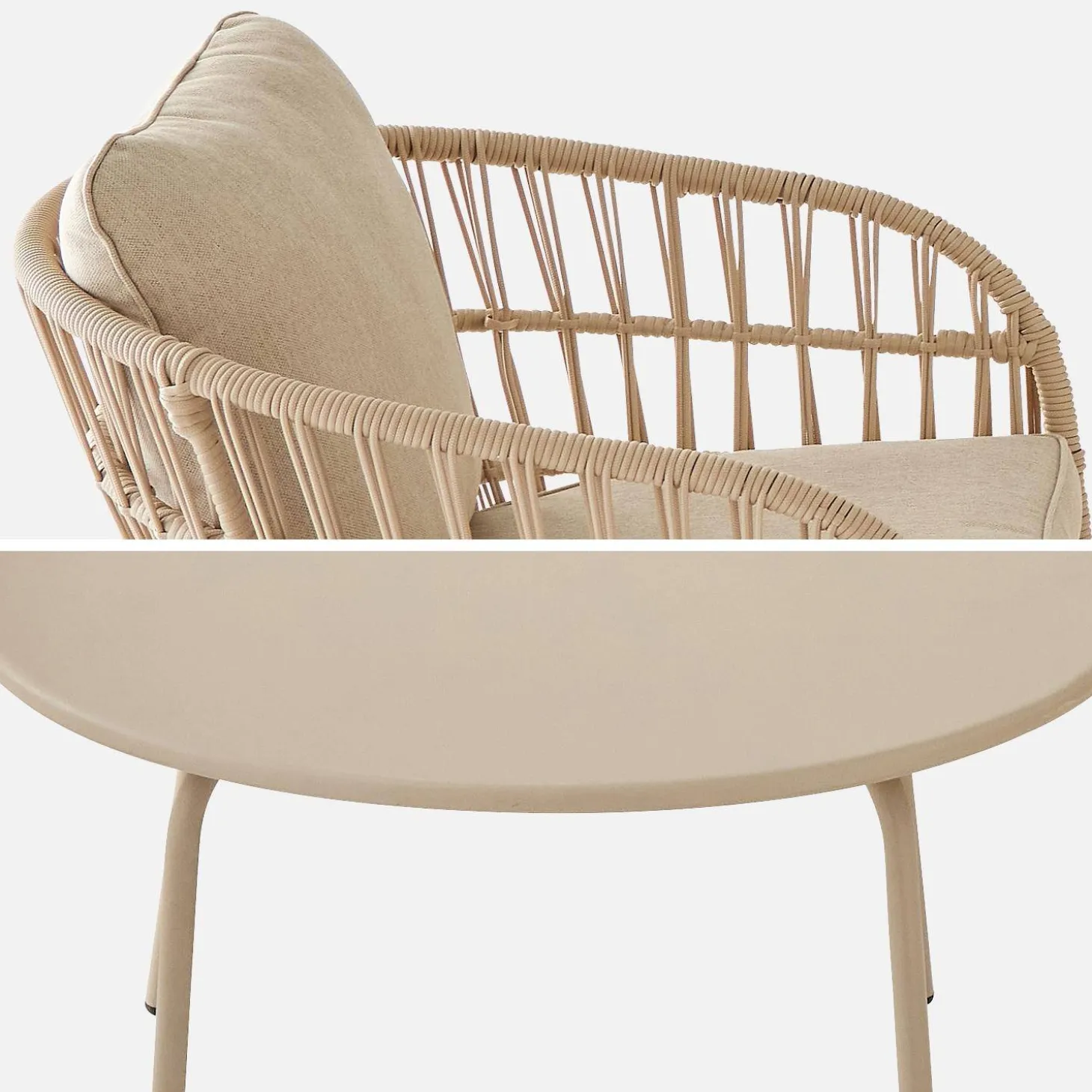 Conjunto de mobiliário de jardim de corda, 4 lugares