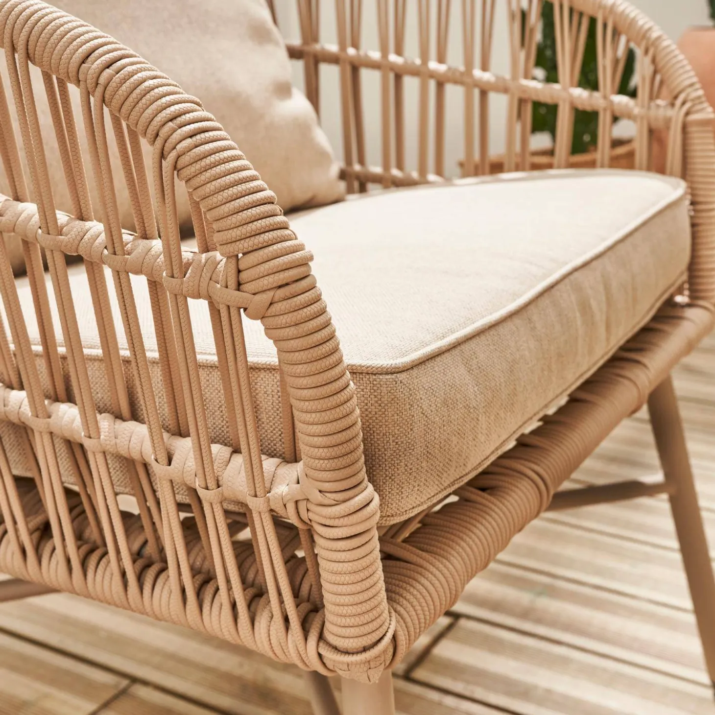 Conjunto de mobiliário de jardim de corda, 4 lugares