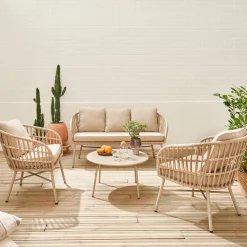 Conjunto de mobiliário de jardim de corda, 4 lugares