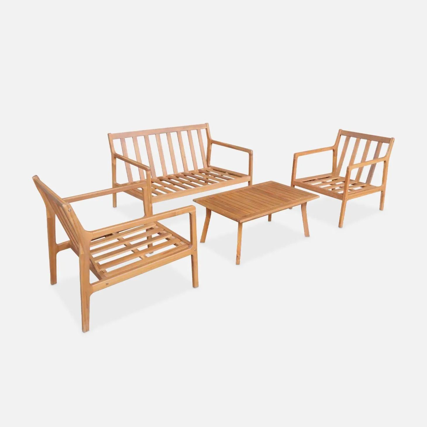 Conjunto de mobiliário de jardim em acácia, 4 lugares