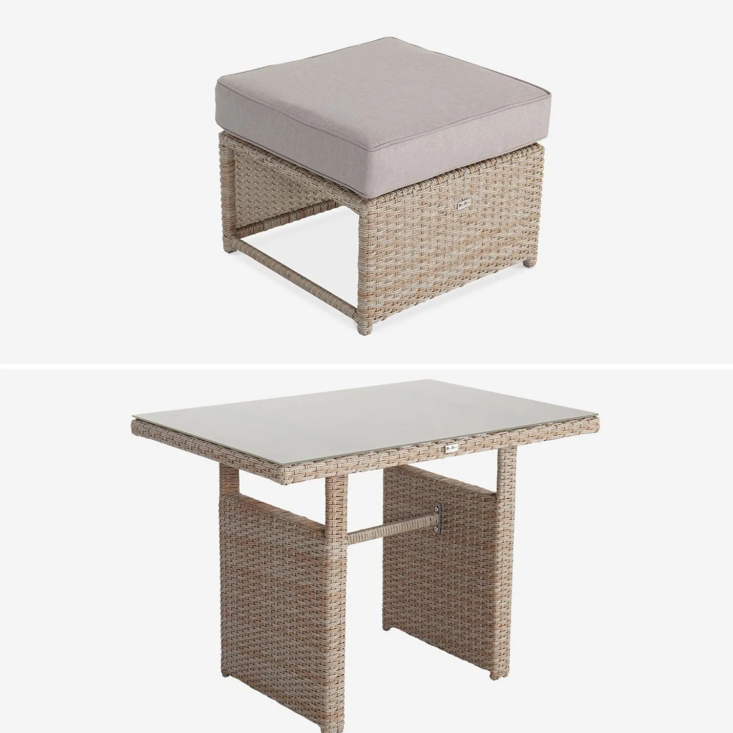 Conjunto de mobiliário de jardim em resina trançada com mesa, 6 lugares