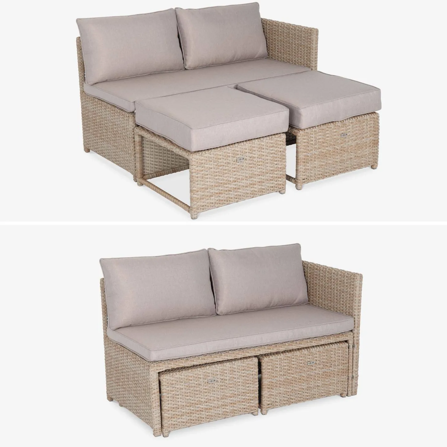 Conjunto de mobiliário de jardim em resina trançada com mesa, 6 lugares