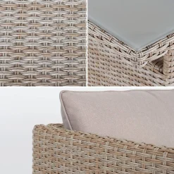 Conjunto de mobiliário de jardim em resina trançada com mesa, 6 lugares