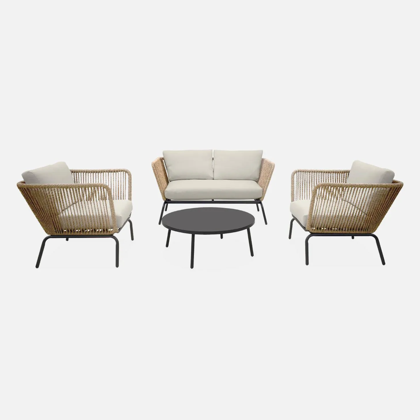 Conjunto de mobiliário de jardim baixo, 4 lugares