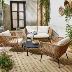 Conjunto de mobiliário de jardim baixo, 4 lugares