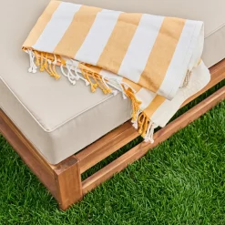 Conjunto de mobiliário de jardim com sofá e poltrona em madeira, 5 lugares