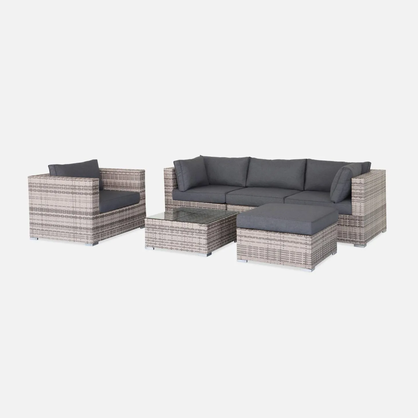 Conjunto de mobiliário de jardim com sofá em resina tecida de 5 lugares