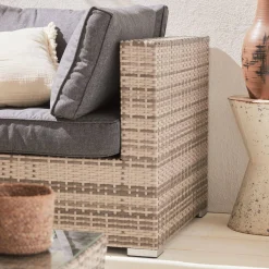 Conjunto de mobiliário de jardim com sofá em resina tecida de 5 lugares
